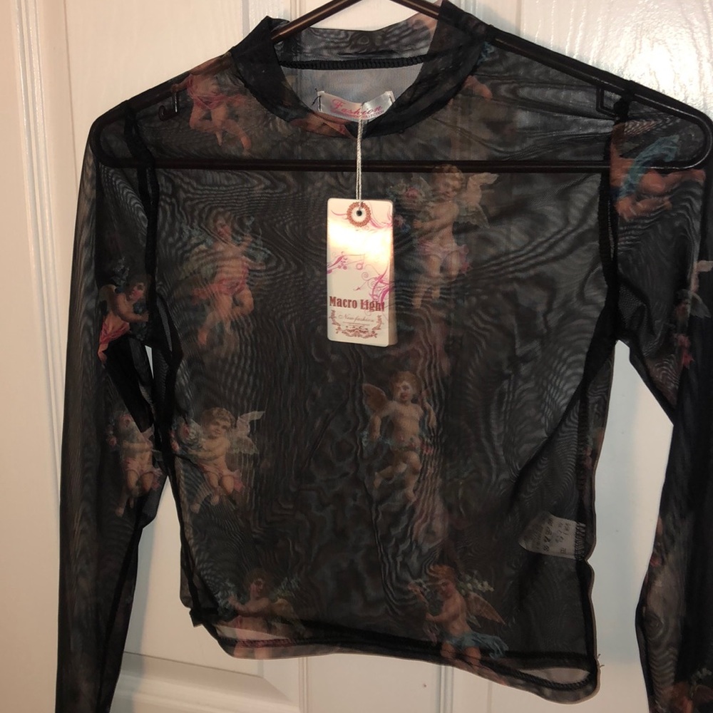 sheer long sleeve crop top